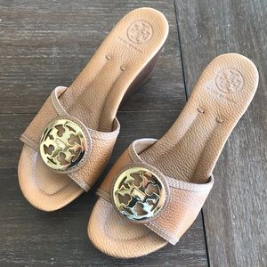 Tory Burch Tan Leather Wedges